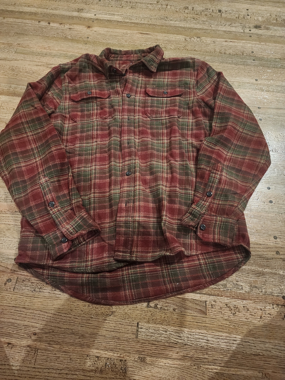 Orvis Red and Green Plaid Men's Flannel Jacket
